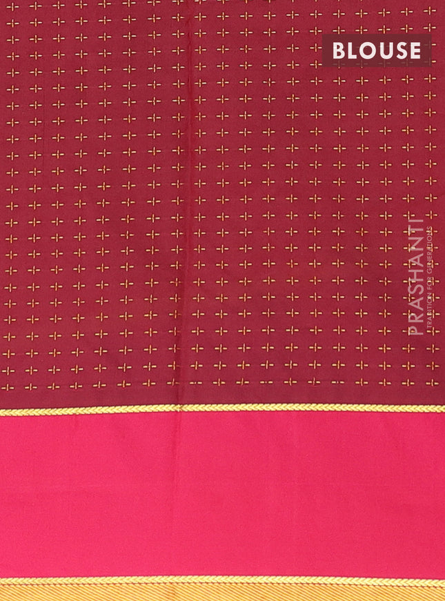 Arani semi silk saree blue and purple with allover thread weaves and rettapet zari woven border`