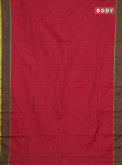 Arani semi silk saree maroon and dual shade of green with allover thread weaves and rettapet zari woven border`