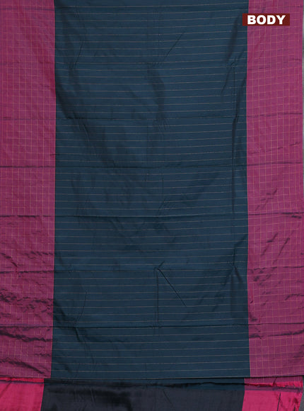 Arani semi silk saree peacock green and mauve pink with allover copper zari weaves and zari checked border