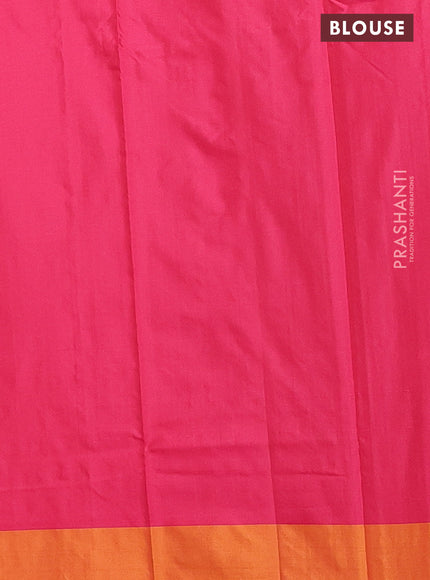 Arani semi silk saree pink and dark mustard with allover copper zari weaves and zari checked border