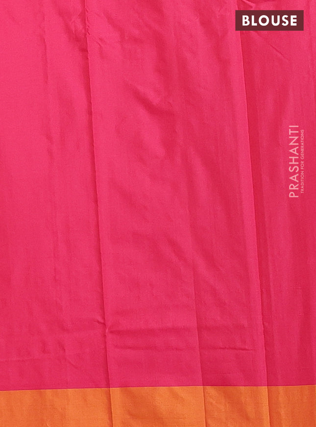 Arani semi silk saree pink and dark mustard with allover copper zari weaves and zari checked border