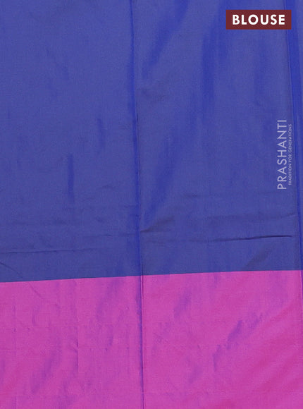 Arani semi silk saree navy blue and purple with allover copper zari weaves and zari checked border