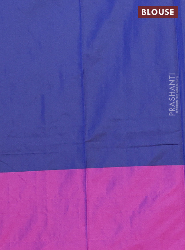 Arani semi silk saree navy blue and purple with allover copper zari weaves and zari checked border