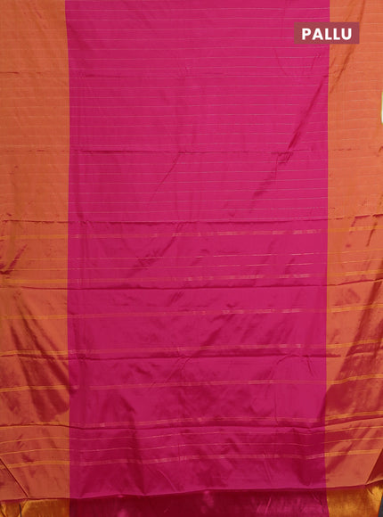 Arani semi silk saree pink and dark mustard with allover copper zari weaves and zari checked border