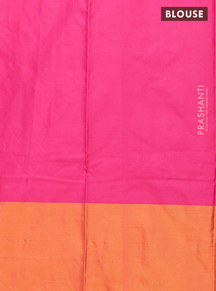 Arani semi silk saree pink and dark mustard with allover copper zari weaves and zari checked border