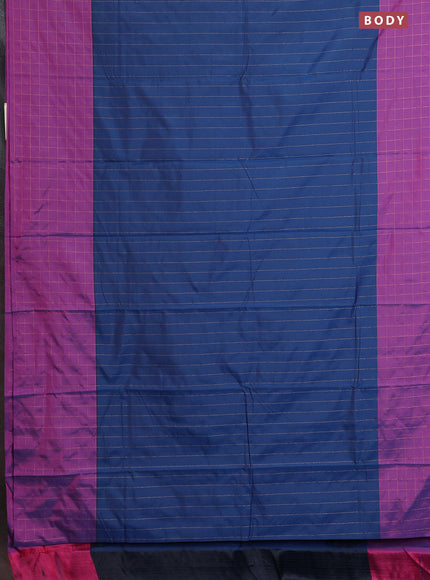 Arani semi silk saree blue and purple with allover copper zari weaves and zari checked border