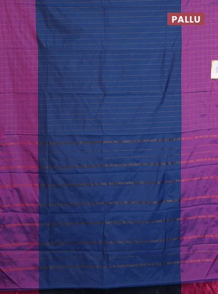 Arani semi silk saree blue and purple with allover copper zari weaves and zari checked border