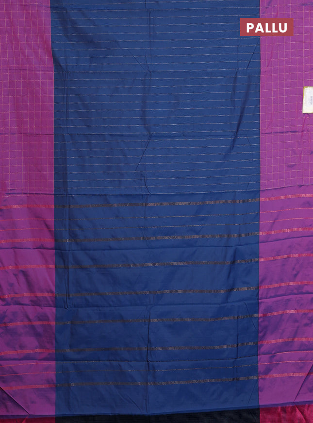 Arani semi silk saree blue and purple with allover copper zari weaves and zari checked border