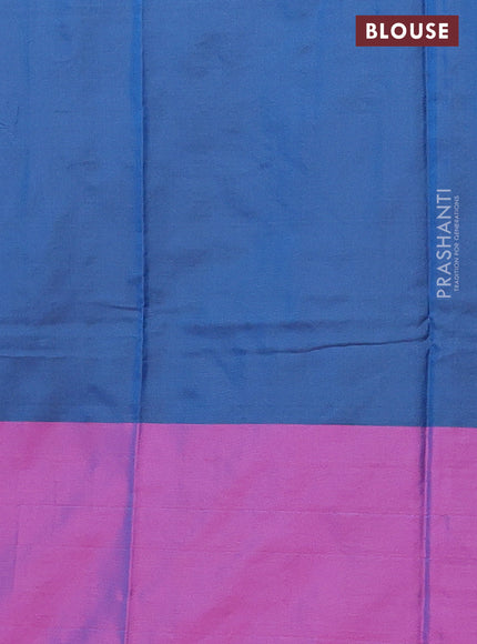 Arani semi silk saree blue and purple with allover copper zari weaves and zari checked border