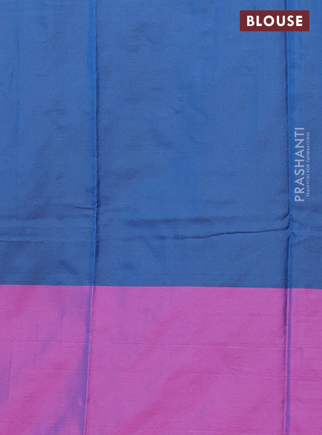 Arani semi silk saree blue and purple with allover copper zari weaves and zari checked border