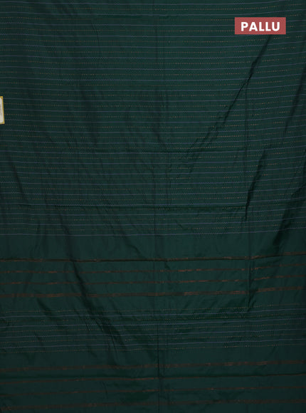 Arani semi silk saree dark green with thread & copper zari weaves in borderless style