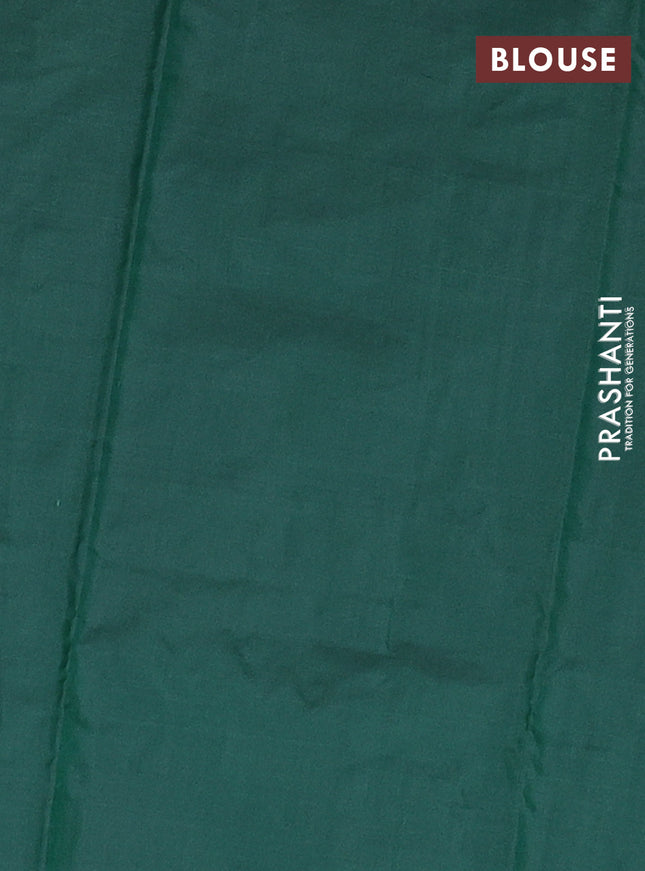 Arani semi silk saree dark green with thread & copper zari weaves in borderless style