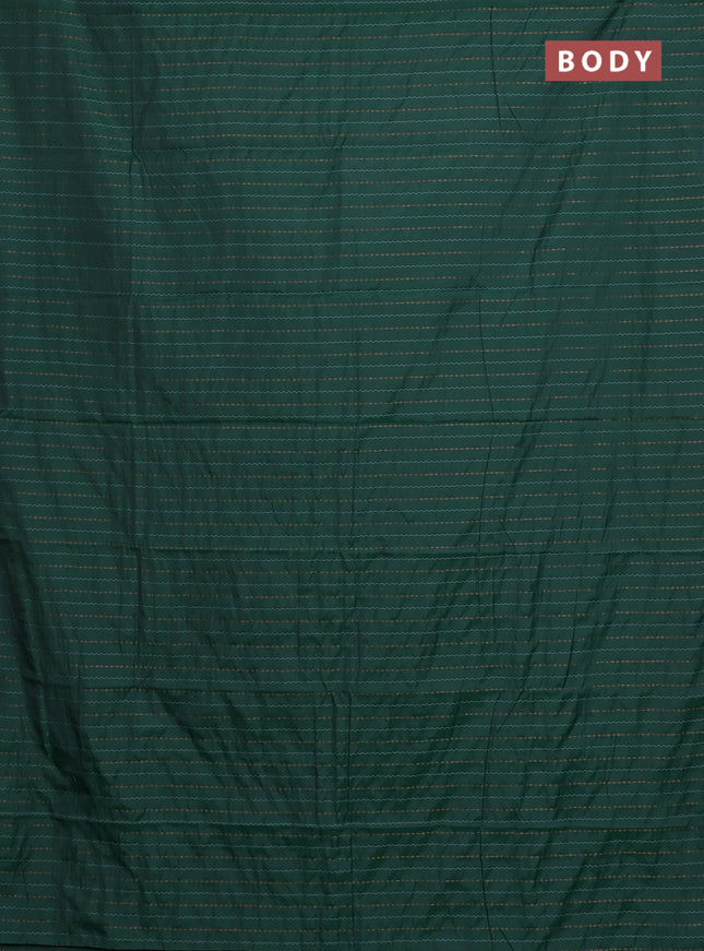 Arani semi silk saree green with thread & copper zari weaves in borderless style