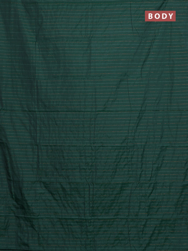 Arani semi silk saree green with thread & copper zari weaves in borderless style