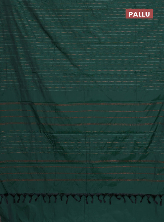 Arani semi silk saree green with thread & copper zari weaves in borderless style