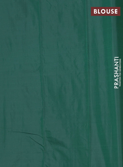 Arani semi silk saree green with thread & copper zari weaves in borderless style