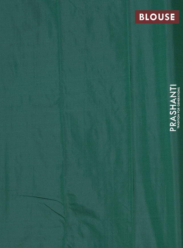 Arani semi silk saree green with thread & copper zari weaves in borderless style