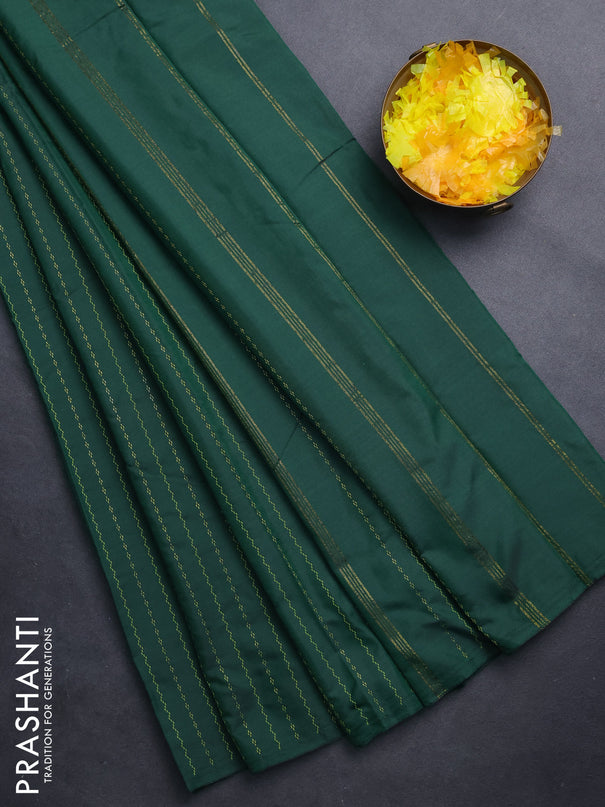 Arani semi silk saree green with allover zari weaves in borderless style