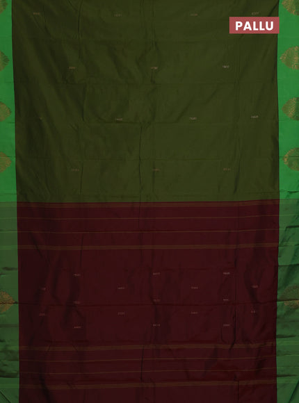 Arani semi silk saree sap green and green with zari woven buttas and zari woven butta border