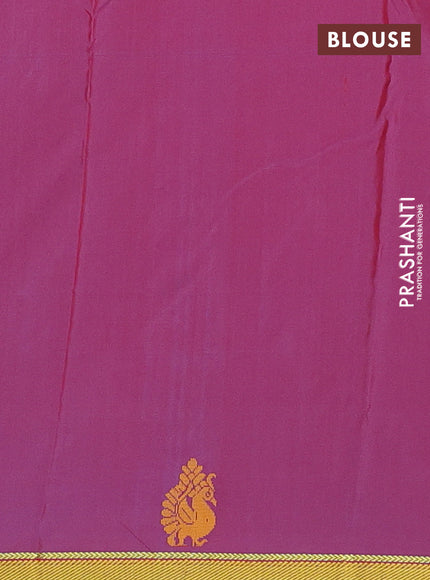 Arani semi silk saree dual shade of bluish green and dual shade of bluish red with thread woven buttas and thread woven border