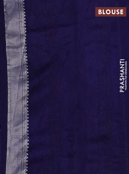 Banarasi raw silk saree navy blue with silver zari woven buttas and silver zari woven paithani style border