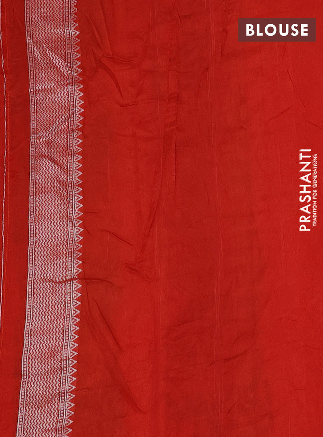 Banarasi raw silk saree orange with silver zari woven buttas and silver zari woven paithani style border