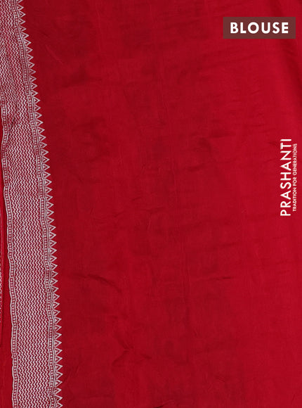 Banarasi raw silk saree red with silver zari woven buttas and silver zari woven paithani style border