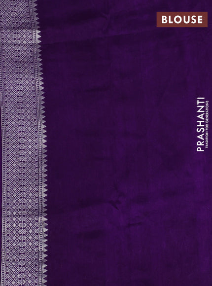 Banarasi raw silk saree violet with silver zari woven buttas and silver zari woven paithani style border