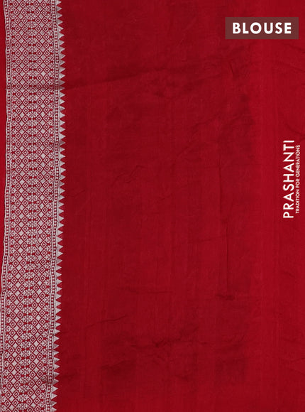 Banarasi raw silk saree red with silver zari woven buttas and silver zari woven paithani style border