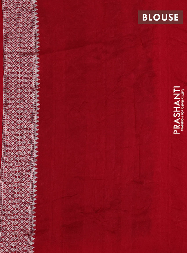 Banarasi raw silk saree red with silver zari woven buttas and silver zari woven paithani style border