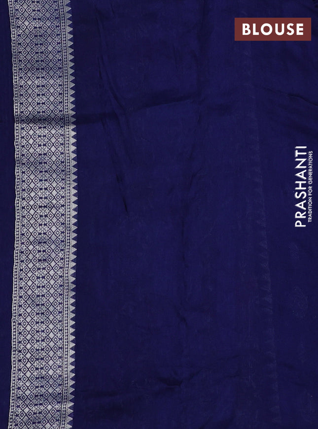 Banarasi raw silk saree blue with silver zari woven buttas and silver zari woven paithani style border