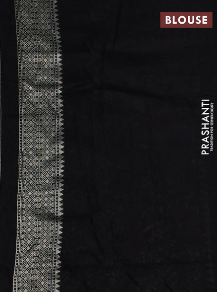 Banarasi raw silk saree black with silver zari woven buttas and silver zari woven paithani style border