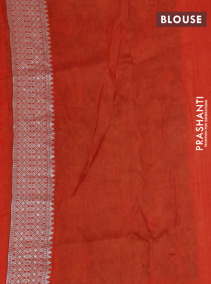 Banarasi raw silk saree orange with silver zari woven buttas and silver zari woven paithani style border