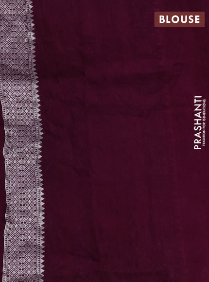 Banarasi raw silk saree wine shade with silver zari woven buttas and silver zari woven paithani style border