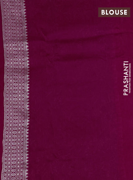 Banarasi raw silk saree rani pink with silver zari woven buttas and silver zari woven paithani style border