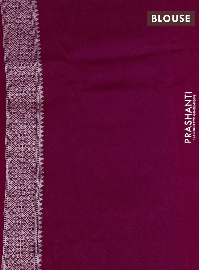 Banarasi raw silk saree rani pink with silver zari woven buttas and silver zari woven paithani style border