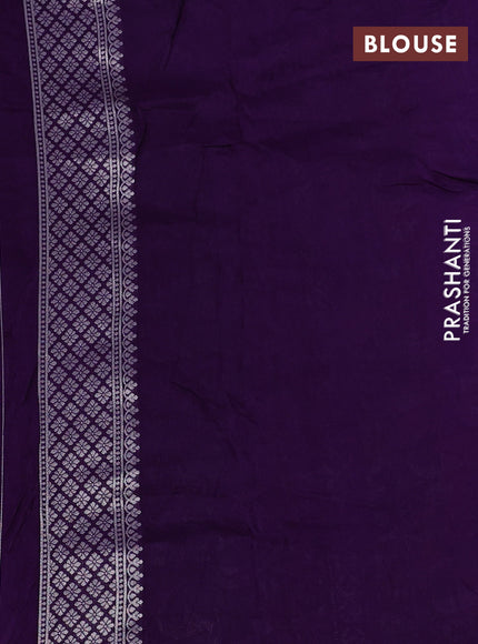 Banarasi raw silk saree violet with silver zari woven buttas and silver zari woven paithani style border