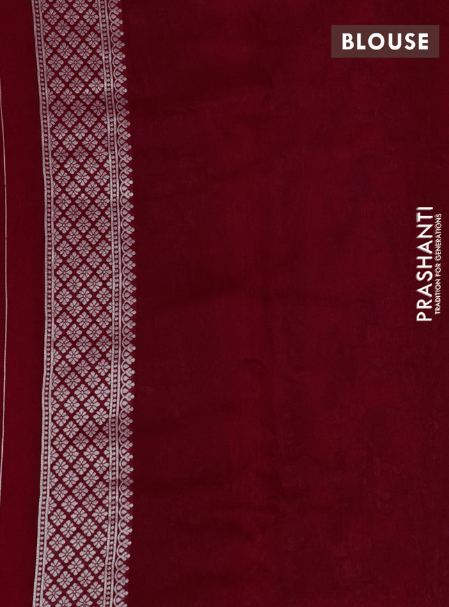 Banarasi raw silk saree red with silver zari woven buttas and silver zari woven paithani style border