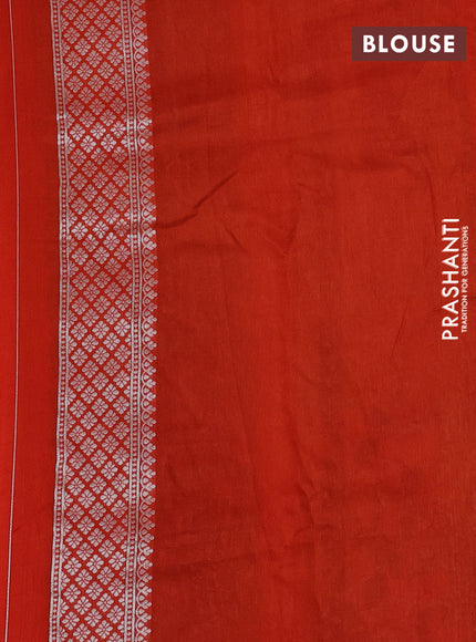 Banarasi raw silk saree orange with silver zari woven buttas and silver zari woven paithani style border