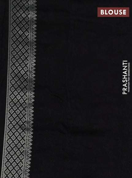 Banarasi raw silk saree black with silver zari woven buttas and silver zari woven paithani style border