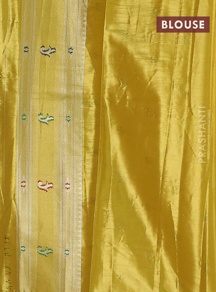 Tissue paithani saree yellow with zari woven buttas and zari woven paithani style border