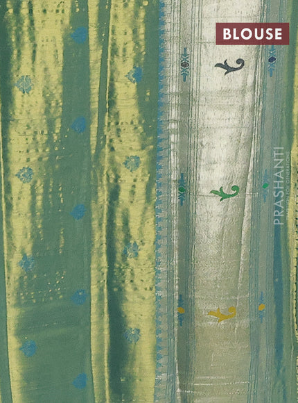 Tissue paithani saree dual shade of teal blue with zari woven buttas and zari woven paithani style border