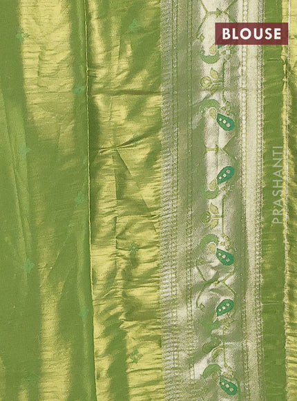 Tissue paithani saree light green with zari woven buttas and zari woven paithani style border
