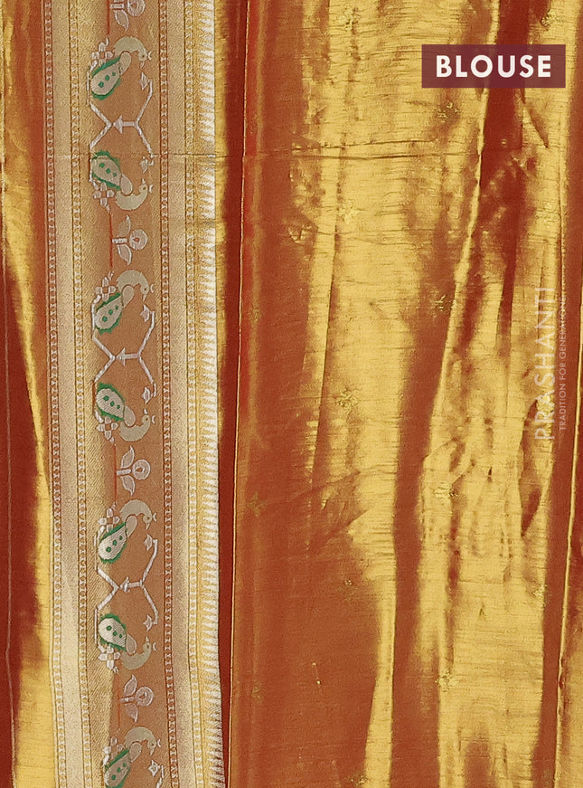 Tissue paithani saree dual shade of reddish gold with zari woven buttas and zari woven paithani style border