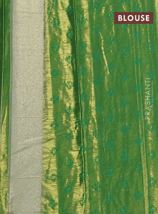 Tissue paithani saree dual shade of reddish gold and green with allover ikat thread weaves and rettapet border