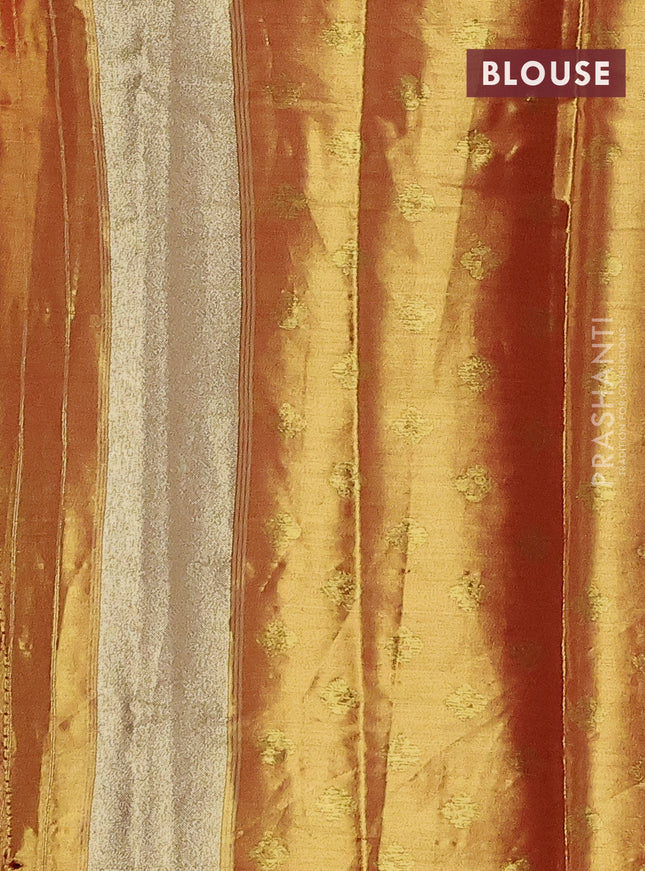 Tissue paithani saree mehendi green and red with allover ikat thread weaves and rettapet border