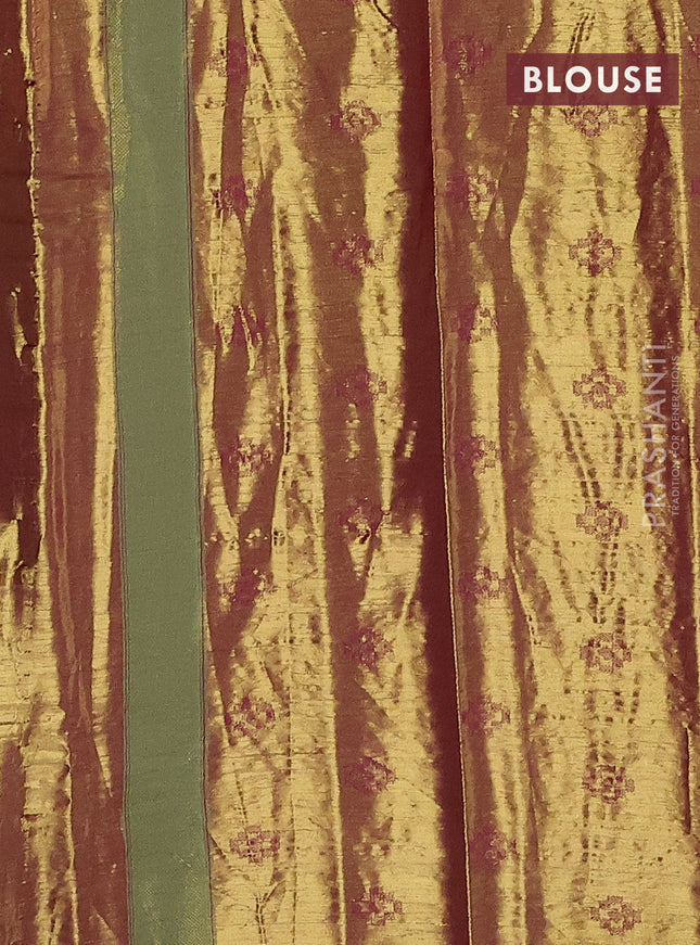 Tissue paithani saree light green and pink with allover ikat thread weaves and paithani style border