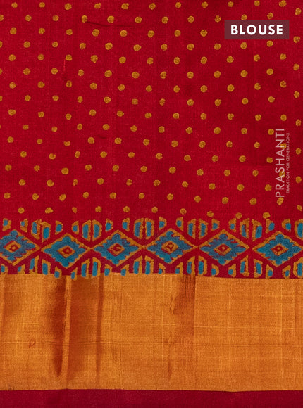 Silk cotton block printed saree maroon with allover prints and zari woven border