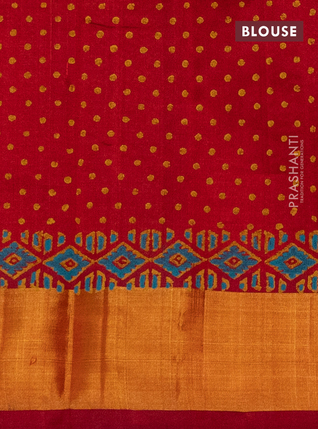 Silk cotton block printed saree maroon with allover prints and zari woven border