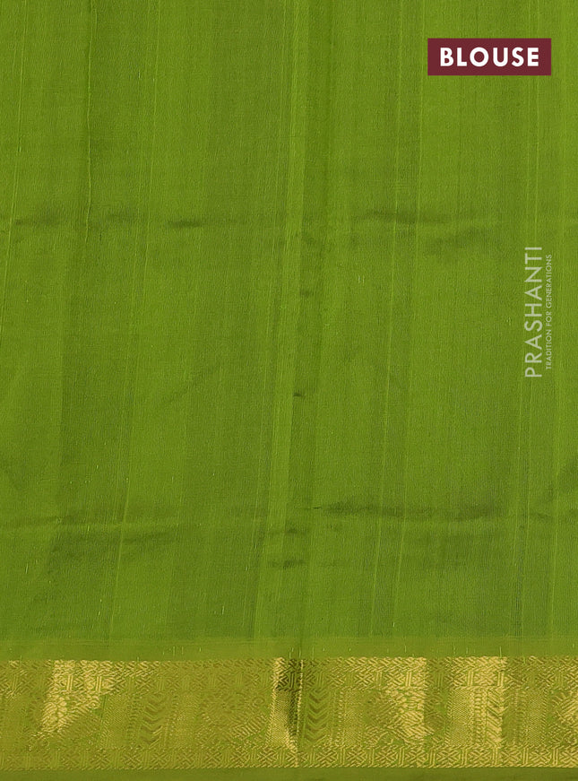 Silk cotton saree bottle green and light green with zari woven buttas and annam zari woven border